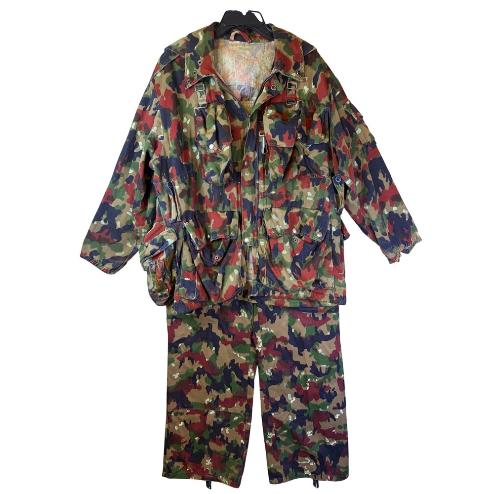 Swiss Military M70 Alpenflage Field Jacket M83 Pants Mens Large Multicolor‎ Camo